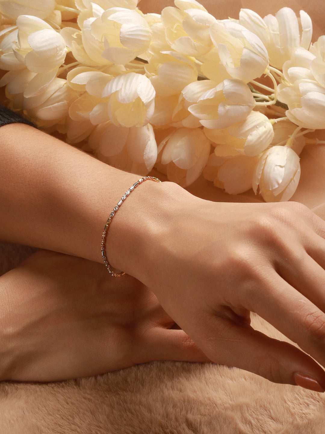 925 Sterling Silver Dual Toned Ball Chain Adjustable Bracelet